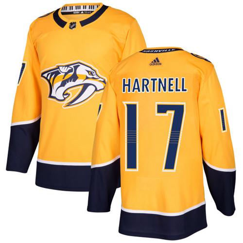 Adidas Men Nashville Predators 17 Scott Hartnell Yellow Home Authentic Stitched NHL Jersey